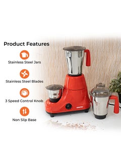 GEEPAS 3-In-1 Mixer Grinder With Stainless Steel Jar Set 750 W GSB5081 Red/Black  - Image 4
