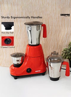 GEEPAS 3-In-1 Mixer Grinder With Stainless Steel Jar Set 750 W GSB5081 Red/Black  - Image 3