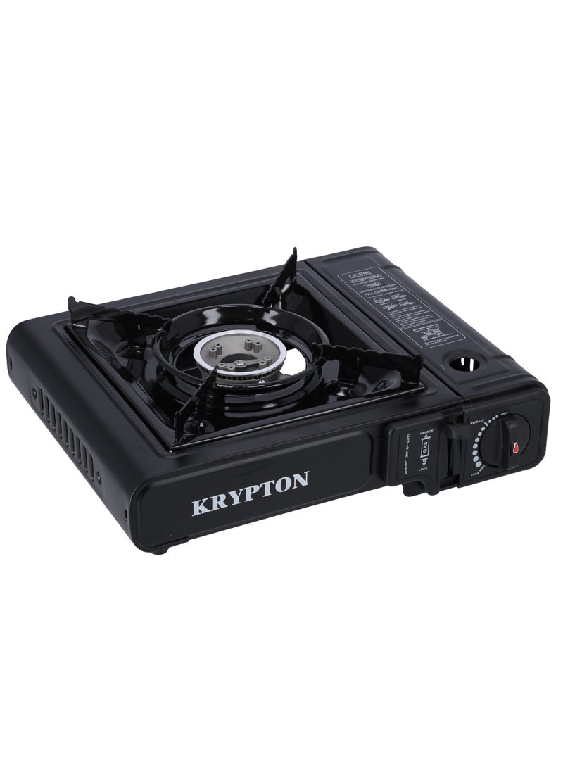 KRYPTON Portable Gas Stove, Adjustable Thermostat, Double Sealed Valve & Electronic Ignition | Over Pressure Protection | Convenient for Outdoor Camping Cooking KNGC6338 Black - Image 2