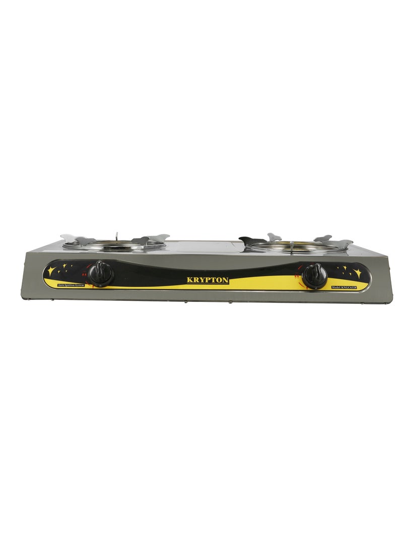KRYPTON Stainless Steel Gas Cooker, Cast Iron Burners - Two Burner, Automatic Ignition System KNGC6328 Silver  - Image 3