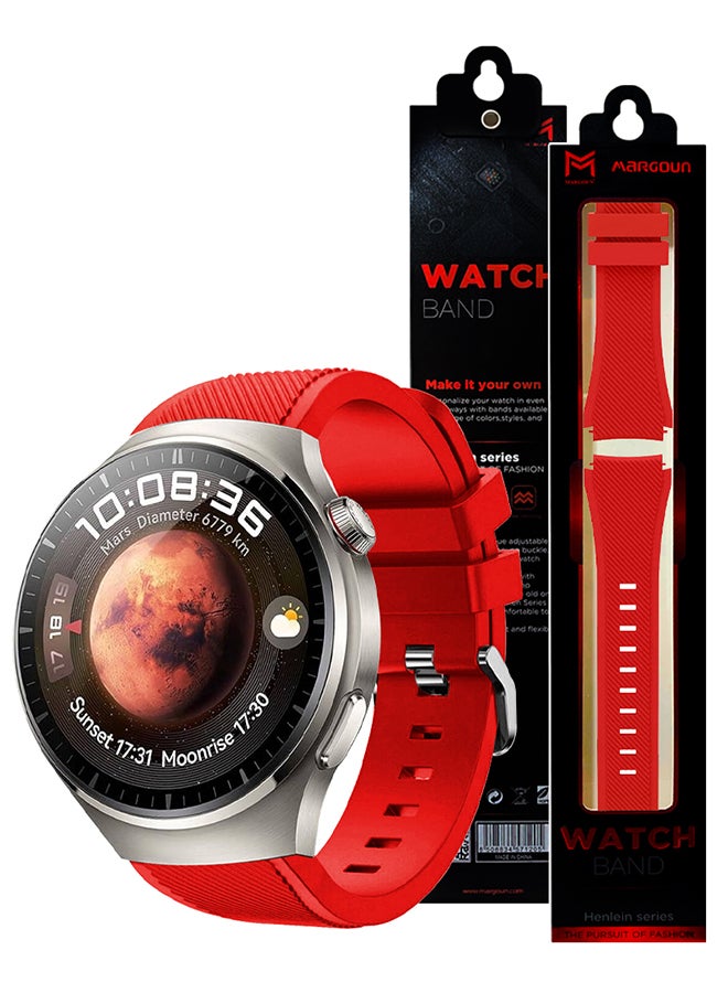 MARGOUN Silicone Watch Band 22mm Sport Band Compatible With Huawei Watch 4 Pro Strap Replacement Wristbands Soft And Durable Red - Image 4