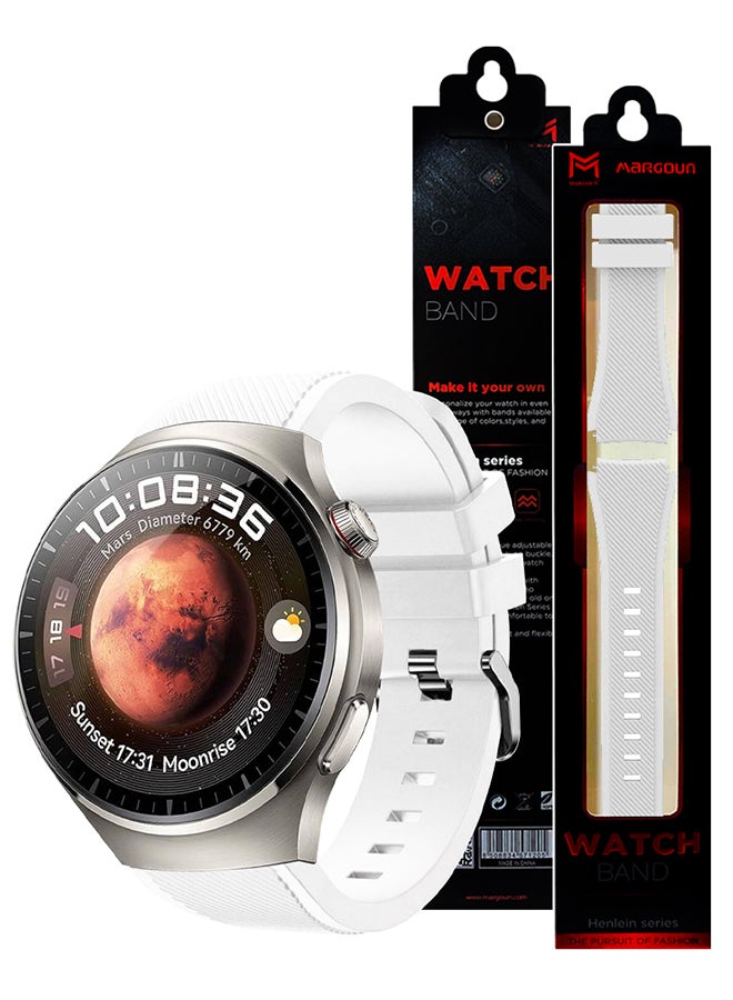 MARGOUN Silicone Watch Band 22mm Sport Band Compatible With Huawei Watch 4 Pro Strap Replacement Wristbands Soft And Durable White - Image 4