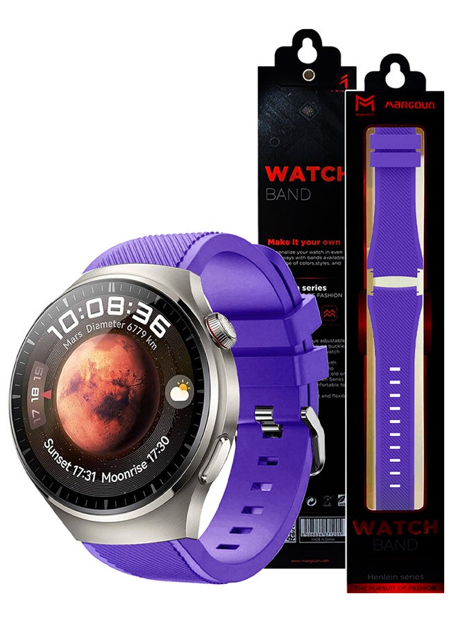 MARGOUN Silicone Watch Band 22mm Sport Band Compatible With Huawei Watch 4 Pro Strap Replacement Wristbands Soft And Durable Purple - Image 4