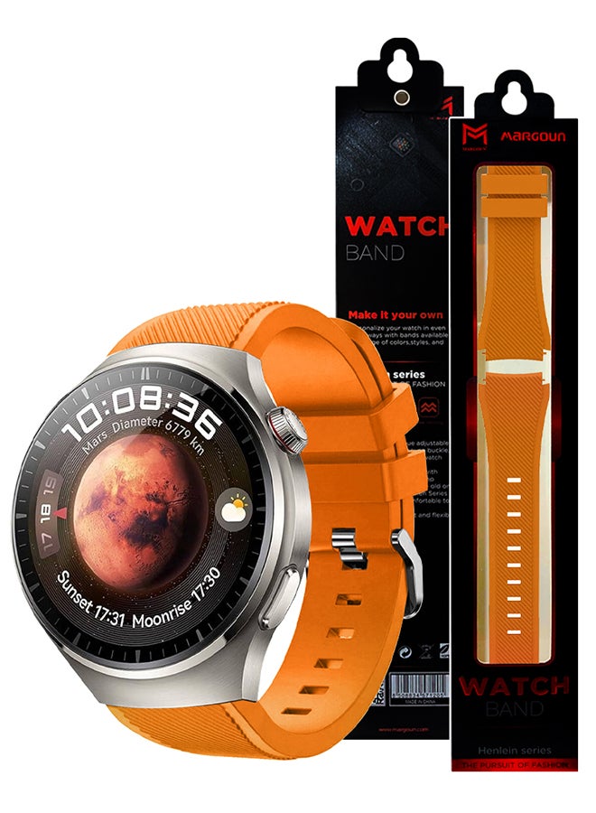 MARGOUN Silicone Watch Band 22mm Sport Band Compatible With Huawei Watch 4 Pro Strap Replacement Wristbands Soft And Durable Orange - Image 4
