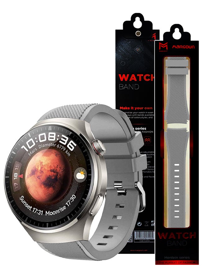 MARGOUN Silicone Watch Band 22mm Sport Band Compatible With Huawei Watch 4 Pro Strap Replacement Wristbands Soft And Durable Grey - Image 4