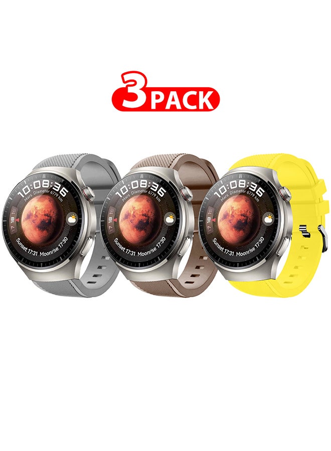 مارجون 3 Pack Silicone Watch Band 22mm Sport Band Compatible With Huawei Watch 4 Pro Strap Replacement Wristbands Soft And Durable Multicolour - Image 1