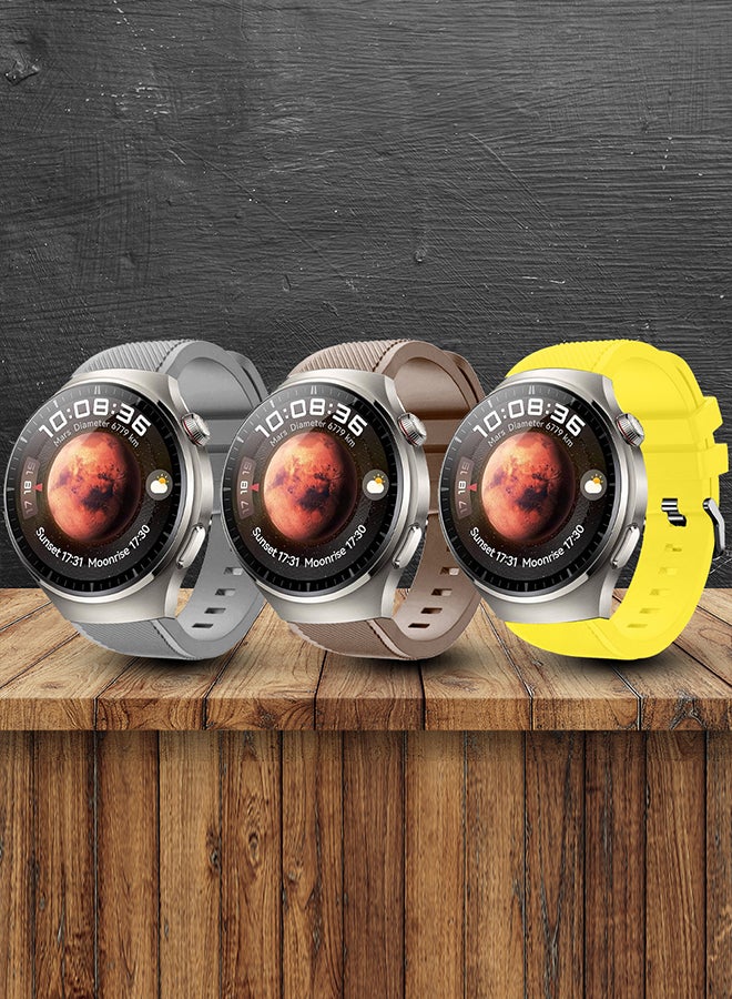 مارجون 3 Pack Silicone Watch Band 22mm Sport Band Compatible With Huawei Watch 4 Pro Strap Replacement Wristbands Soft And Durable Multicolour - Image 2