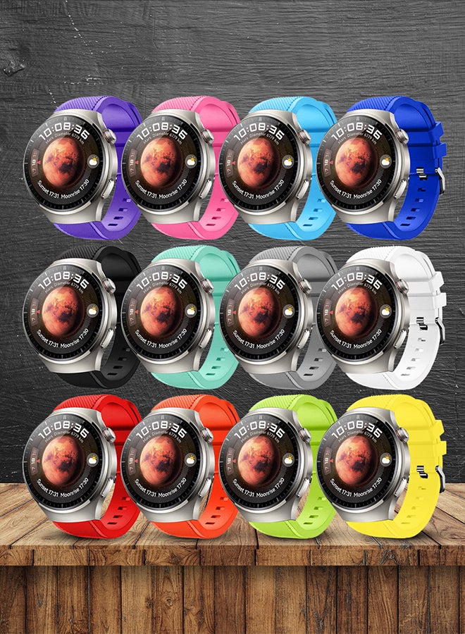 MARGOUN 12 Pack Silicone Watch Band 22mm Sport Band Compatible With Huawei Watch 4 Pro Strap Replacement Wristbands Soft And Durable Multicolour - Image 2