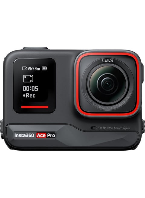 Ace Pro Waterproof Action Camera | Co-Engineered with Leica, 1/1.3" Sensor and AI Noise Reduction for Unbeatable Image Quality, 4K120fps, 2.4" Flip Screen & Advanced AI Features - Black