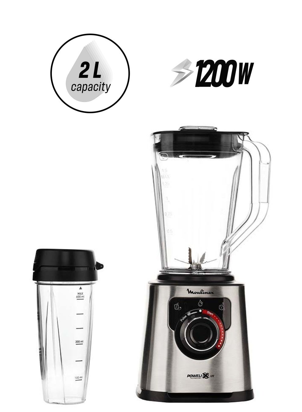 Moulinex Perfect Mix High Speed Blender Powelix Life Technology L 1200 W  LM88HD28 Metal body Best Price KSA Riyadh, Jeddah