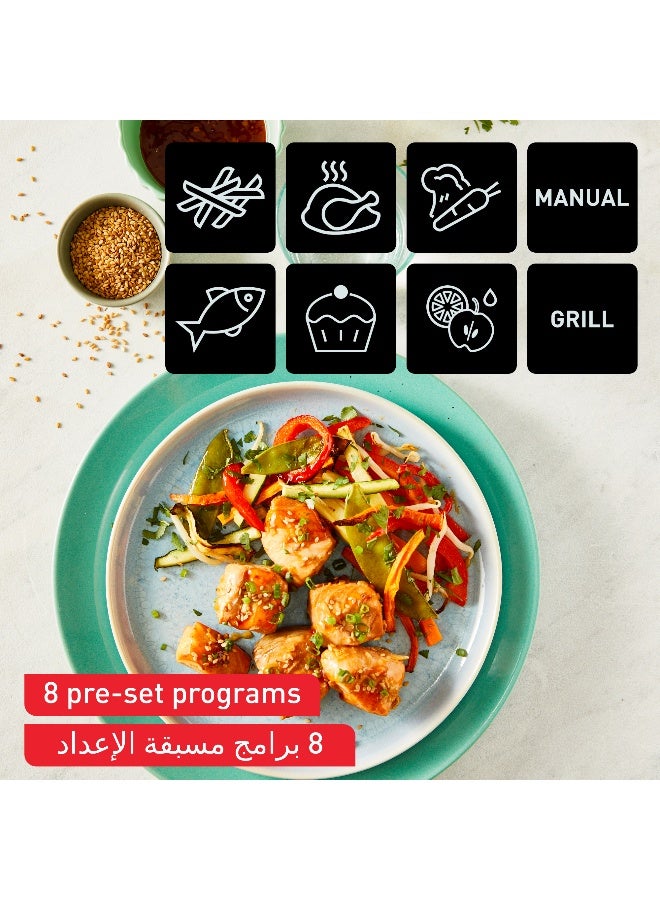 تيفال قلي وشواية مزدوجة سهلة، أدراج مزدوجة، مقلاة هوائية وشواية، وجبة عائلية كاملة 8.3 لتر 1830 وات EY905D28 ستانلس ستيل - Image 5