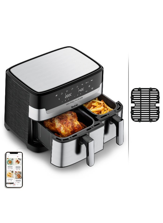 تيفال قلي وشواية مزدوجة سهلة، أدراج مزدوجة، مقلاة هوائية وشواية، وجبة عائلية كاملة 8.3 لتر 1830 وات EY905D28 ستانلس ستيل - Image 1