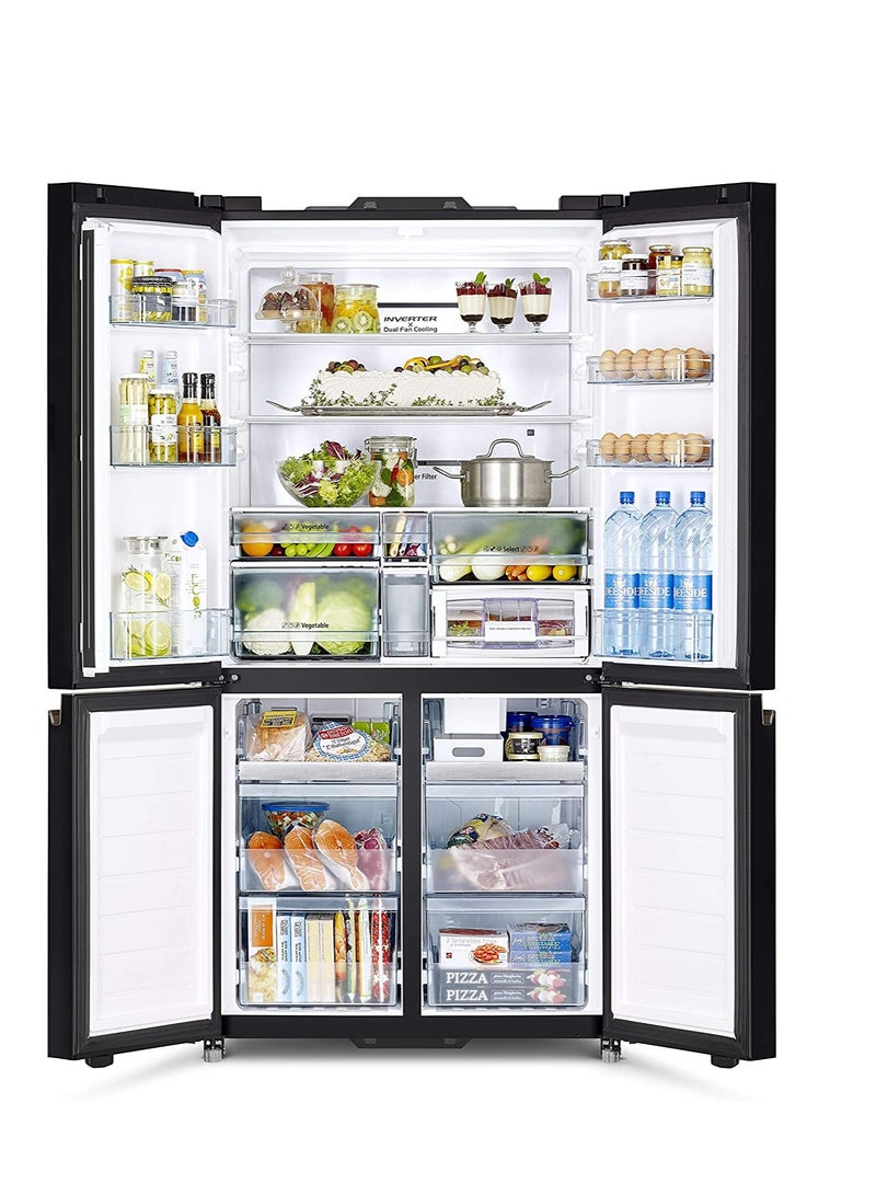 720L Gross/ 514L Net Capacity Side by Side 4 Door Refrigerator with Inverter Compressor, French Door Fridge, Dual Fan Cooling, Automatic Ice Maker RWB720VUK0GMG Mauve Gray