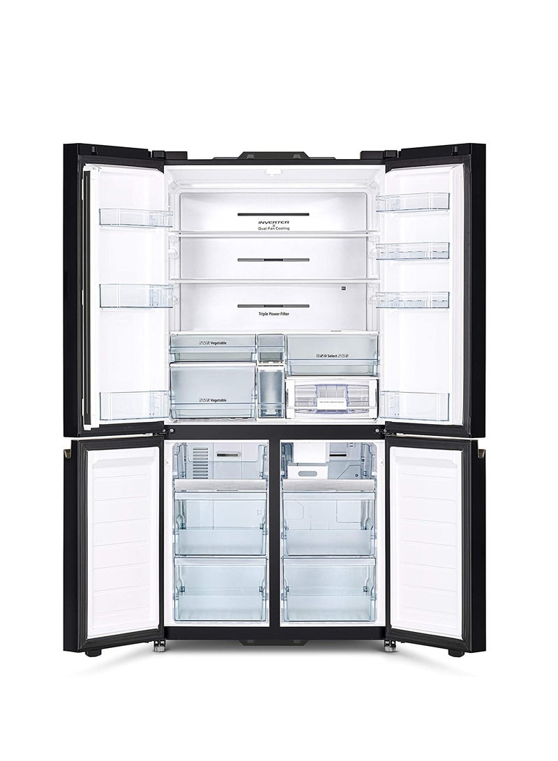 720L Gross/ 514L Net Capacity Side by Side 4 Door Refrigerator with Inverter Compressor, French Door Fridge, Dual Fan Cooling, Automatic Ice Maker RWB720VUK0GMG Mauve Gray
