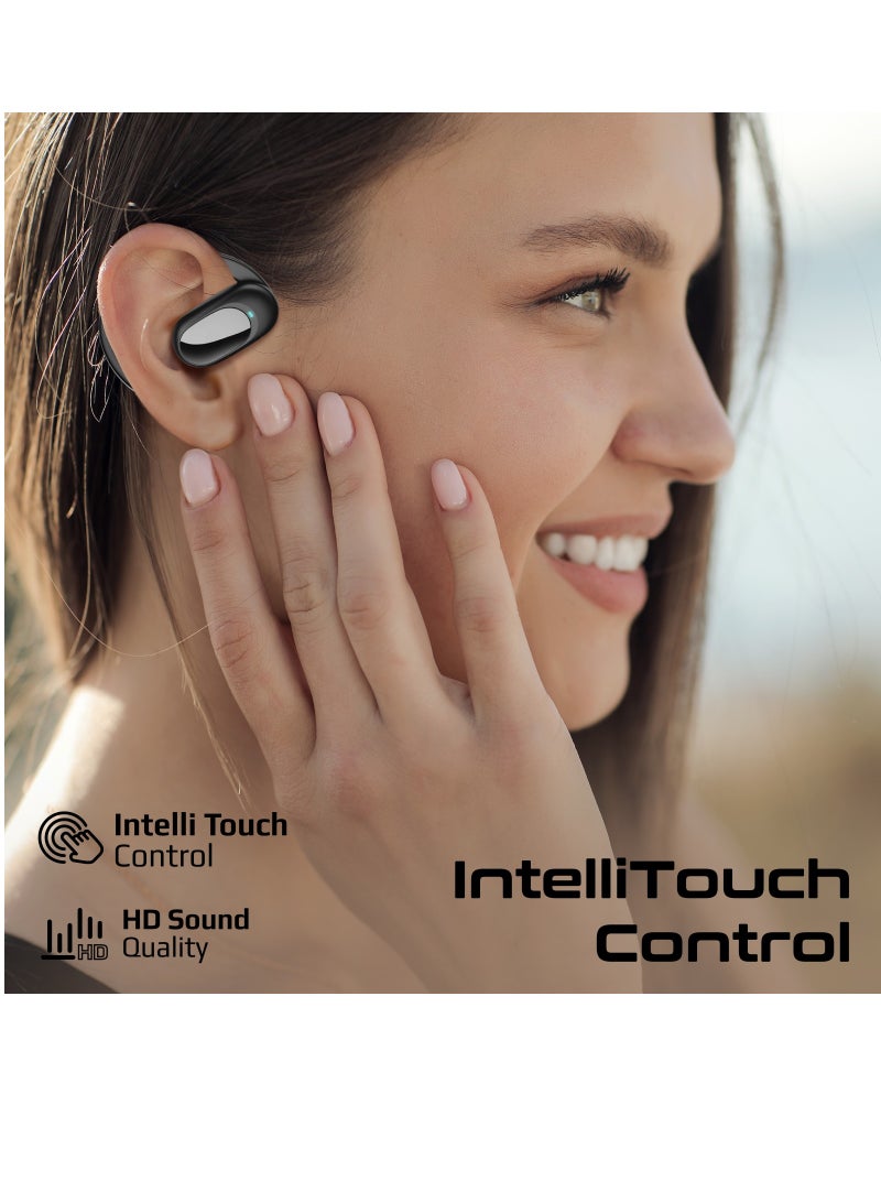 PROMATE - Open Ear Bluetooth Earbuds, Ergonomic Hook Fit True Wireless ENC Headphones with Air Conduction Technology, Built-In Mic, 48-hour Playtime, and Smart Touch-Controls Black - Image 1