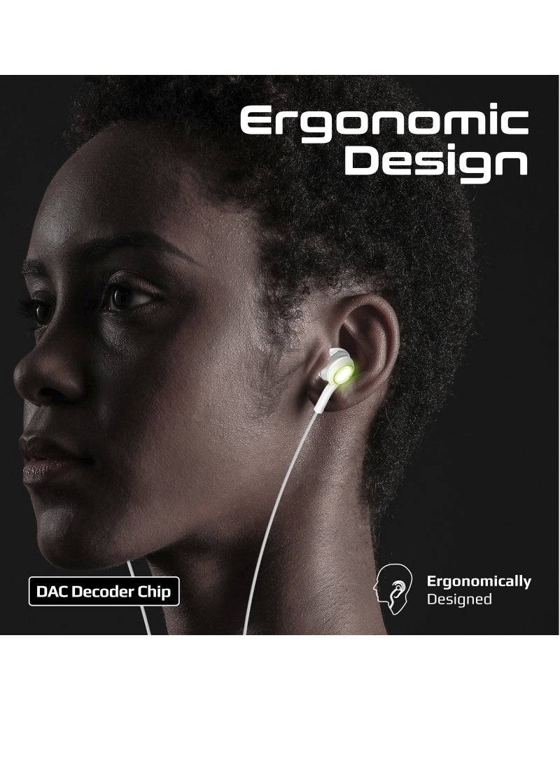 PROMATE - USB-C Earphones, High Fidelity Transparent Wired In-Ear Headphones with Built-In Microphone, 3 RGB Modes, Calling Function and In-Line Button Controls Silver - Image 1