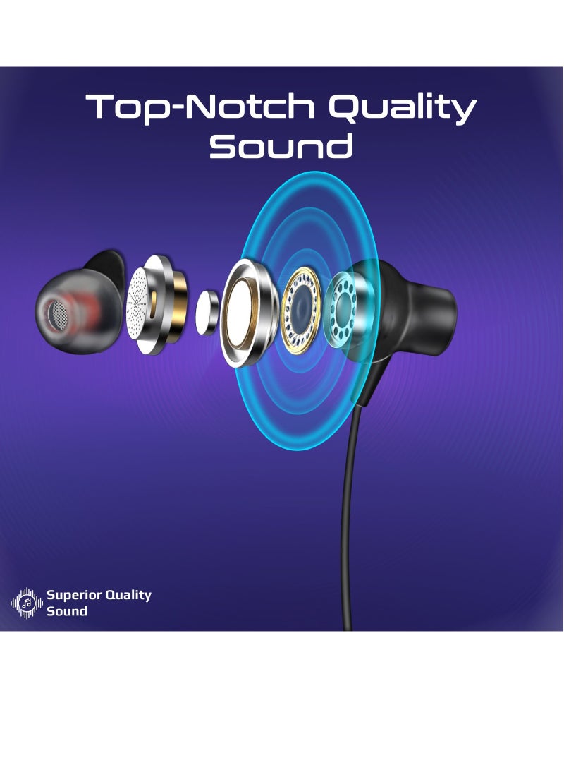 PROMATE Wireless Neckband Earphones, High-Definition Bluetooth 5.3 Earphones with in-line Controls, Anti-Slip Silicone, LCD Screen, Sweat-Resistance and 150H Long Playtime Black  - Image 2