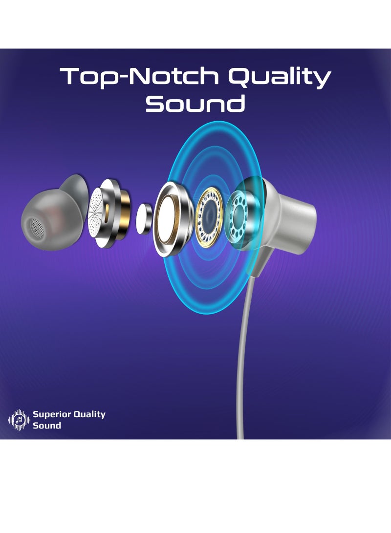 PROMATE Wireless Neckband Earphones, High-Definition Bluetooth 5.3 Earphones with in-line Controls, Anti-Slip Silicone, LCD Screen, Sweat-Resistance and 150H Long Playtime Silver  - Image 2