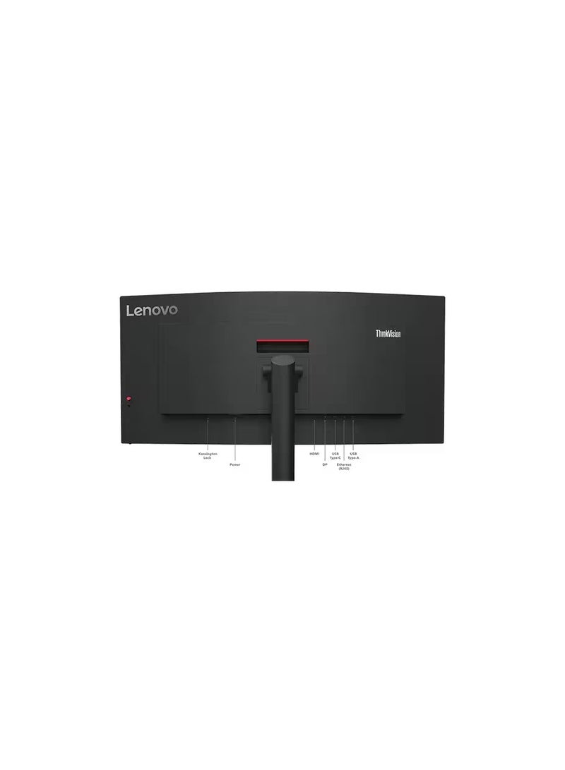 Lenovo - 34" Inch ThinkVision T34w-30 Curved UWQHD USB-C Monitor with VA Panel, 60Hz, 4Ms, HDMI, DP, USB-C & Ethernet - Tilt/Swivel/Lift Stand | Black - Image 1