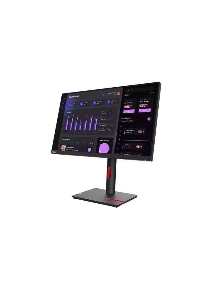 Lenovo - ThinkVision T24i-30 23.8 Inch FHD Monitor With Eyesafe IPS Panel, 60Hz, 4Ms, HDMI, VGA, DP, Phone Holder - Tilt/Swivel/Lift/Pivot Stand Black - Image 1