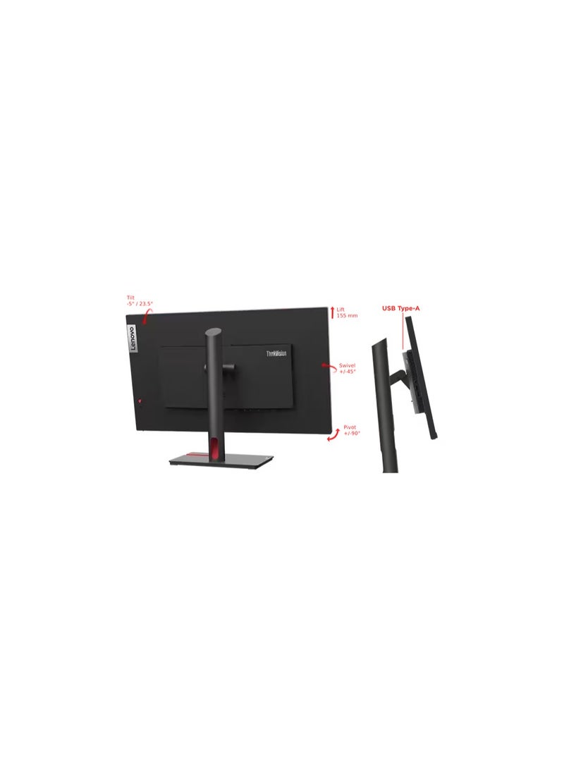 Lenovo - ThinkVision T27h-30 27" USB-C Docking Monitor, IPS Panel (2560 x 1440), Input Connectors- HDMI 1.4 + DP 1.2 + USB Type-C Gen1 (DP 1.2 Alt Mode),Ethernet ,Cables Included Black - Image 1