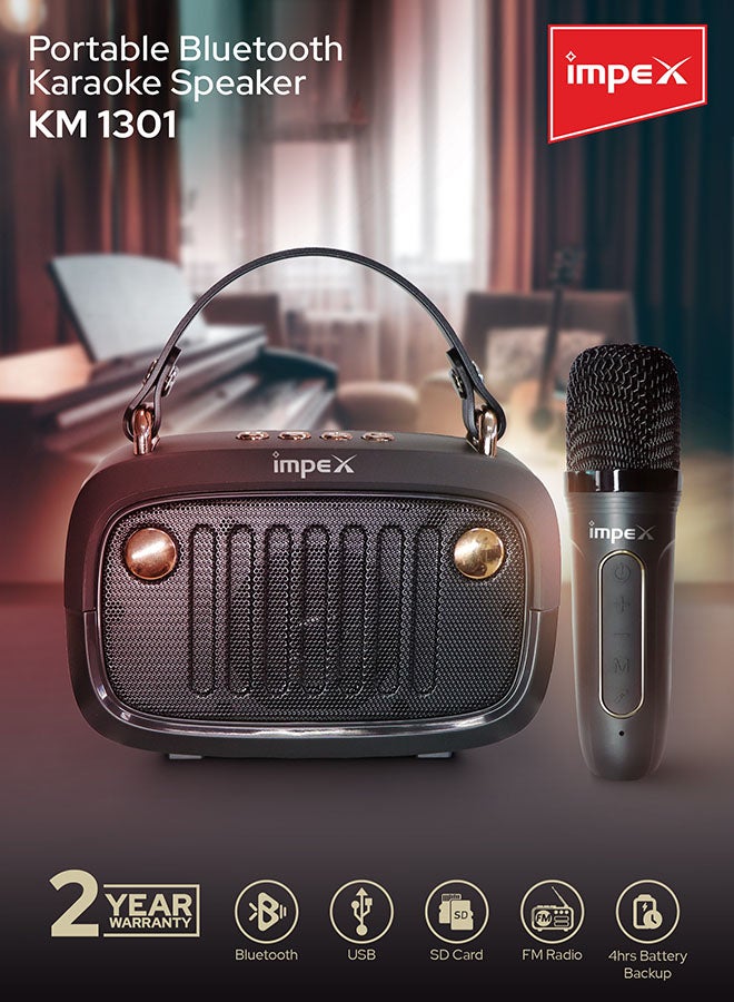 Impex - Karaoke Bluetooth Portable Speaker With Wireless Mic With Voice Modulation Black - Image 1