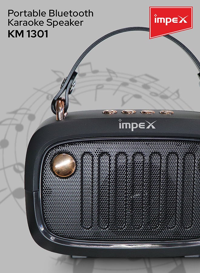 Impex - Karaoke Bluetooth Portable Speaker With Wireless Mic With Voice Modulation Black - Image 1