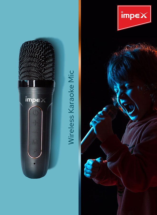 Impex - Karaoke Bluetooth Portable Speaker With Wireless Mic With Voice Modulation Black - Image 1