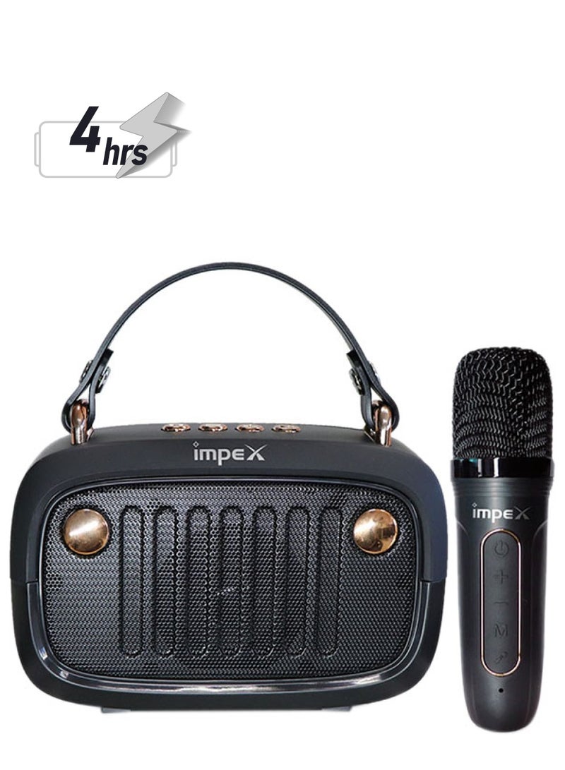 Impex - Karaoke Bluetooth Portable Speaker With Wireless Mic With Voice Modulation Black - Image 1