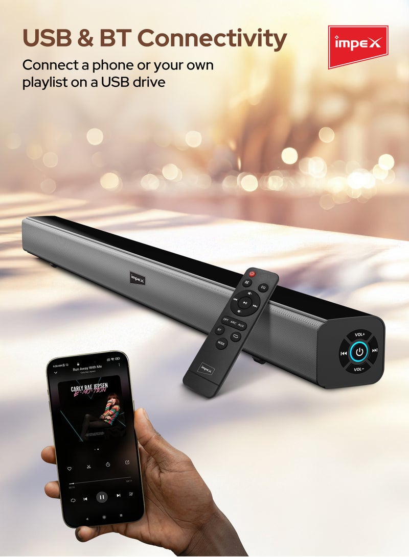2.0 Channel Soundbar 4000W Bluetooth Version 5.0 LED Display With Remote Control SB 1401 Black
