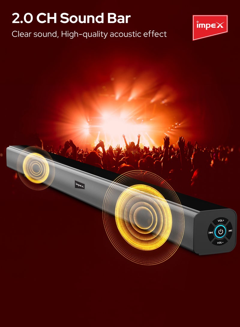 2.0 Channel Soundbar 4000W Bluetooth Version 5.0 LED Display With Remote Control SB 1401 Black