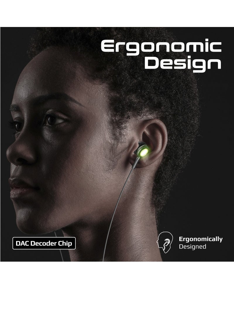 USB-C Earphones, High Fidelity Transparent Wired In-Ear Headphones with Built-In Microphone, 3 RGB Modes, Calling Function and In-Line Button Controls Black