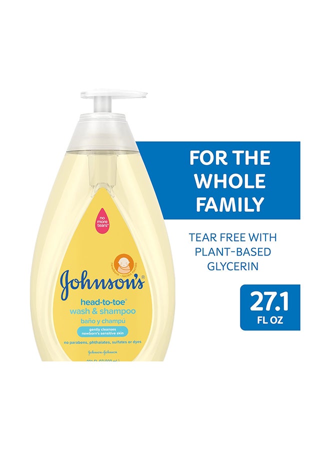 Johnson's - Head-to-Toe Gentle Tear-Free Baby And Newborn Wash And Shampoo, 27.1 fl. Oz - Image 1