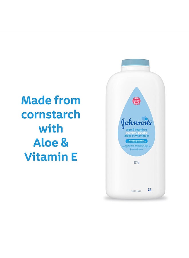 Johnson's Baby Powder With Aloe Vera And Vitamin E, Diaper Rash Protection, 22 Oz - Image 2