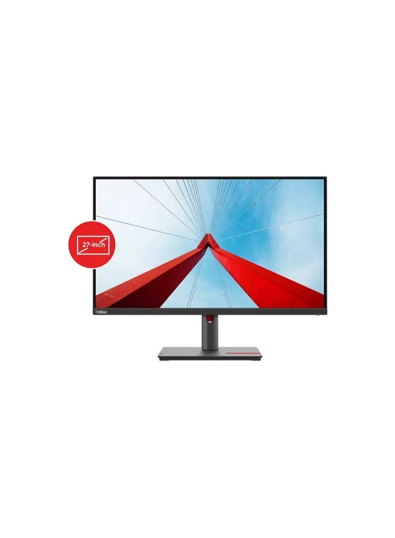 Lenovo - ThinkVision T27i-30 27" Monitor, IPS Panel ,NBL, 1920 x 1080, Input Connectors- VGA + HDMI 1.4 + DP 1.2 ,Cables Included - VGA + DP Black - Image 1