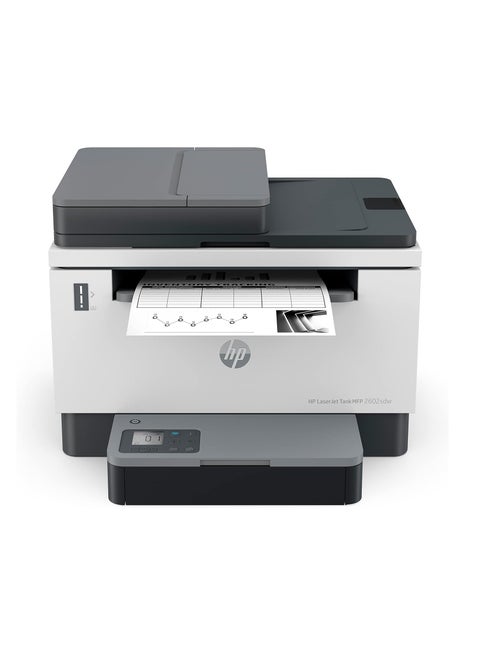 LaserJet Tank MFP 2602sdw Printer, Black And White, 22 PPM, Printer For Business, Scan To Email/PDF; Two Sided Printing; 40 Sheet ADF; Wi-Fi; Pre-Filled With Toner To Print Up To 5000 Pages-2R7F5A White