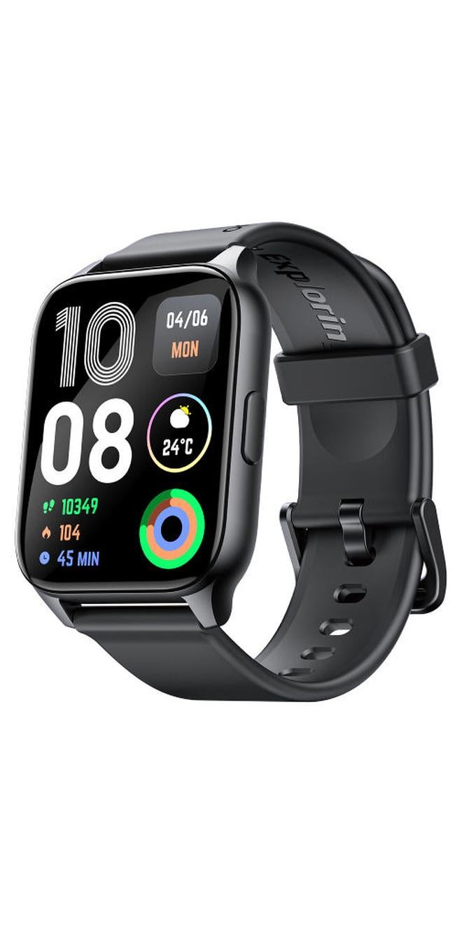 أورايمو ساعة ذكية Watch 4 Plus مع مكالمات لاسلكية، شاشة عرض بدقة HD بمقاس 2.01 بوصة، تتبع للياقة البدنية مع مراقبة معدل ضربات القلب والنوم وعداد الخطوات، مقاومة للماء بتصنيف IP68، أسود - Image 1