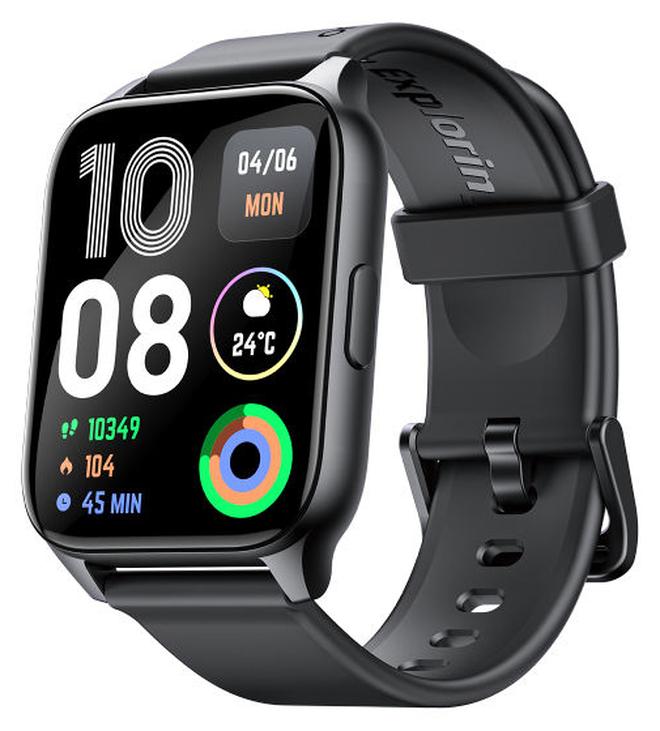 أورايمو ساعة ذكية Watch 4 Plus مع مكالمات لاسلكية، شاشة عرض بدقة HD بمقاس 2.01 بوصة، تتبع للياقة البدنية مع مراقبة معدل ضربات القلب والنوم وعداد الخطوات، مقاومة للماء بتصنيف IP68، أسود - Image 1