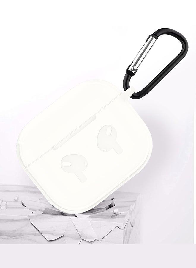 MARGOUN - Case With Carabiner Compatible AirPods 3 Premium Silicone Wireless Charging Available Shockproof Protection Milky White - Image 1