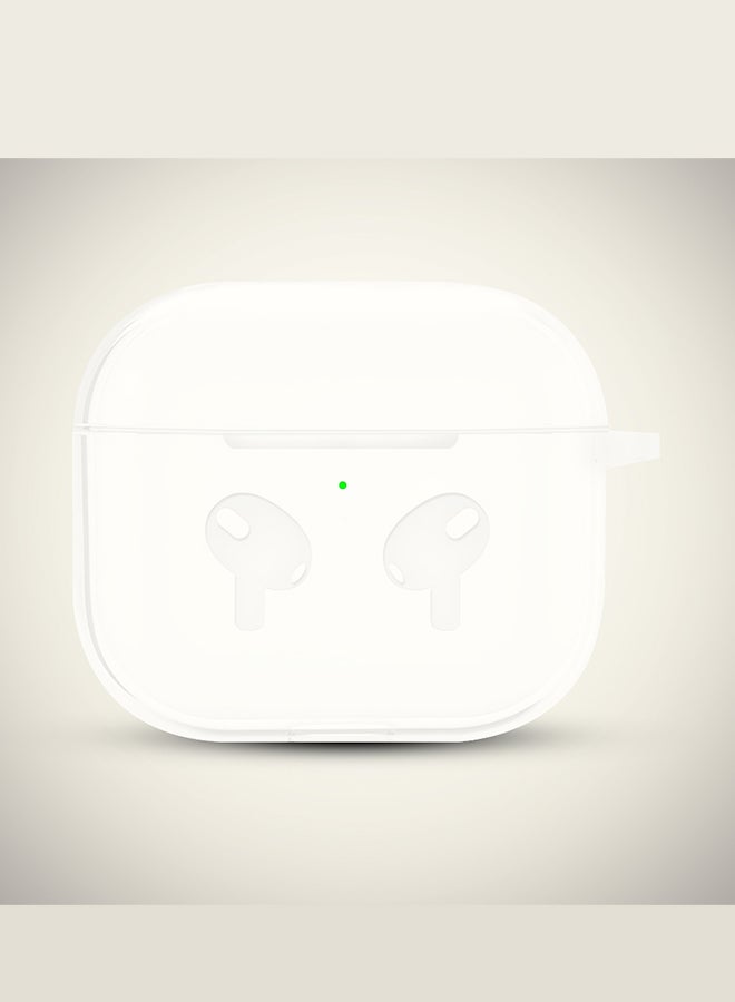MARGOUN - Case With Carabiner Compatible AirPods 3 Premium Silicone Wireless Charging Available Shockproof Protection Milky White - Image 1