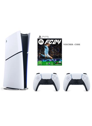 جهاز بلايستيشن 5 سليم النسخة الرقمية مع وحدتي تحكم DualSense وكود قسيمة FC 24 PS5 مع قسيمة Ultimate Team - (النسخة السعودية) - pnsku/N70033918V/45/_/1703836876/b5f60005-542c-4574-8d86-dc9bf81015e8