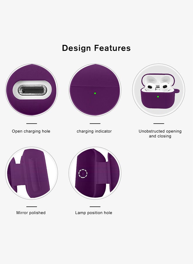 MARGOUN - Shockproof Case For Airpod Pro Silicone Protective Ultra Slim Cover With Keychain Carabiner Purple - Image 1