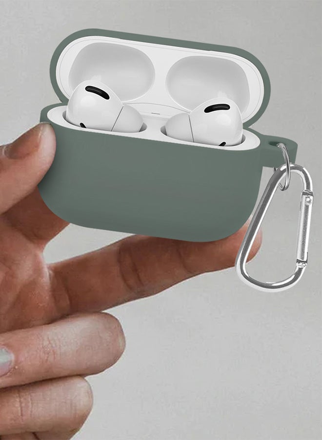 MARGOUN - Shockproof Case For Airpod Pro Silicone Protective Ultra Slim Cover With Keychain Carabiner Grey - Image 1