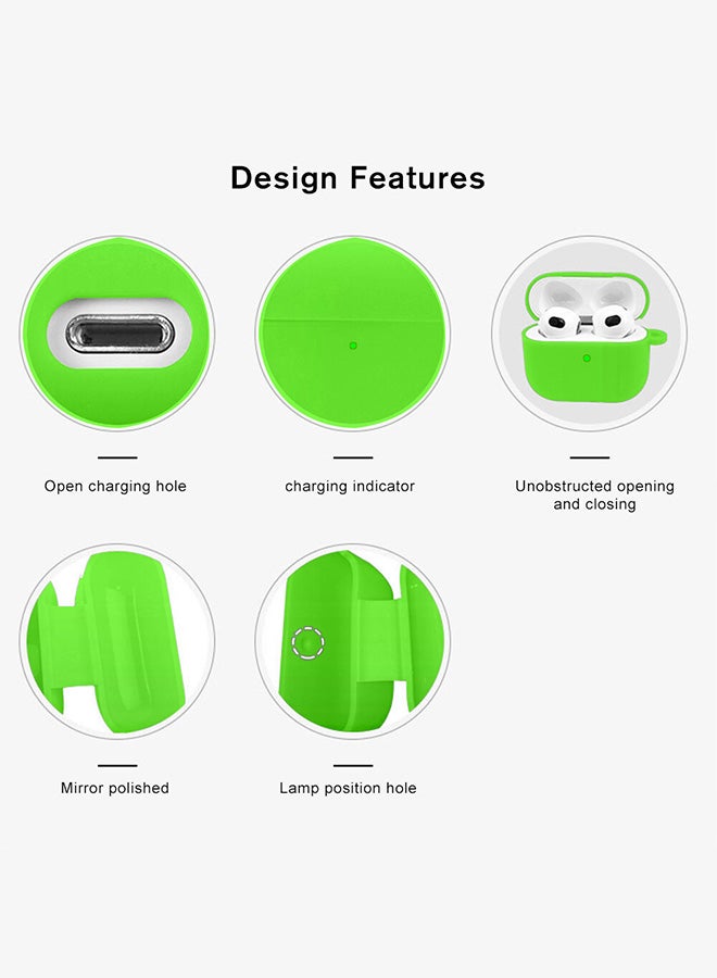 MARGOUN - Shockproof Case For Airpod Pro Silicone Protective Ultra Slim Cover With Keychain Carabiner Neon Green - Image 1