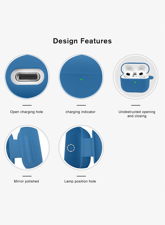 Shockproof Case For Airpod Pro Silicone Protective Ultra Slim Cover With Keychain Carabiner Sky Blue