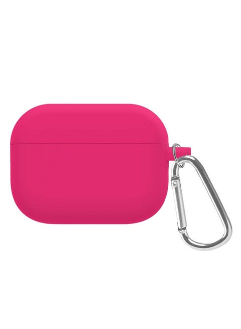 Shockproof Case For Airpod Pro Silicone Protective Ultra Slim Cover With Keychain Carabiner Neon Pink