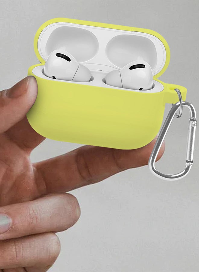 MARGOUN Shockproof Case For Airpod Pro Silicone Case Ultra Slim Cover With Keychain Carabiner Yellow  - Image 4