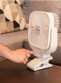 Olsenmark 8" Rechargeable Table Fan, Working Time up to 9 Hours, 3 Speed Controls, 30 Hour LED Operation OMF1852 WHITE  - Image 4