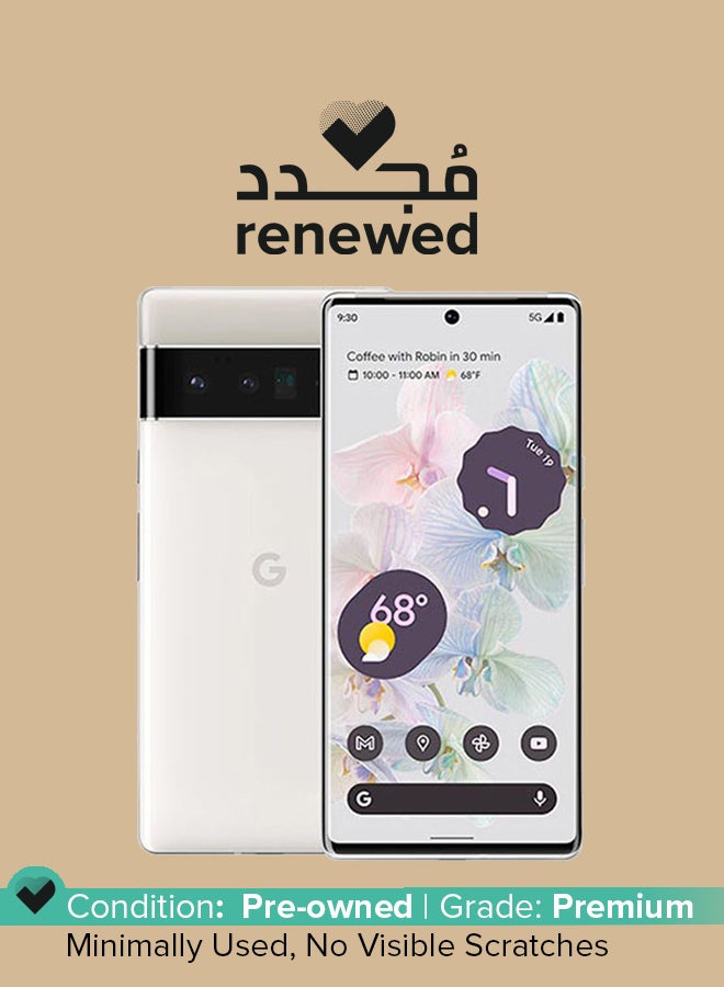Google Renewed - Pixel 6 Pro Cloudy White 12GB RAM 128GB 5G - International Version  - Image 1