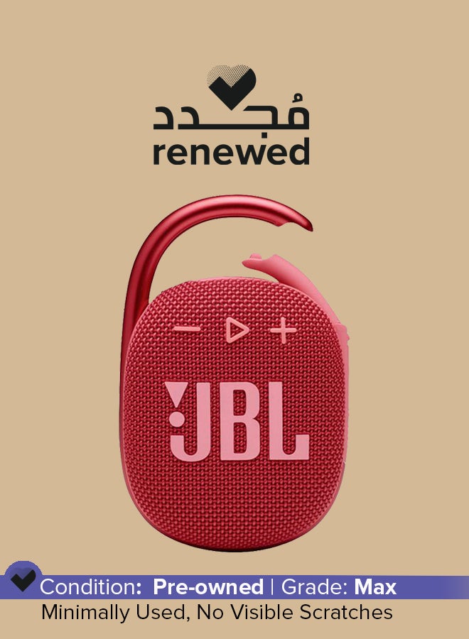 JBL Renewed - Clip 4 Portable Bluetooth Speaker Red - Image 1